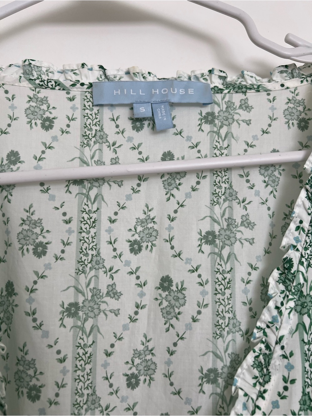 Hill House Green and White Sabrina Floral Midi Dress with Puff Sleeves - Picture 5 of 5